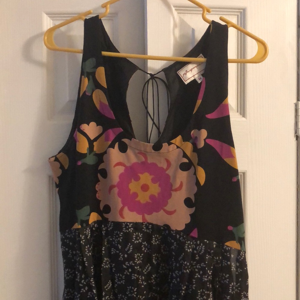 Anthropologie floral long dress with tie back
